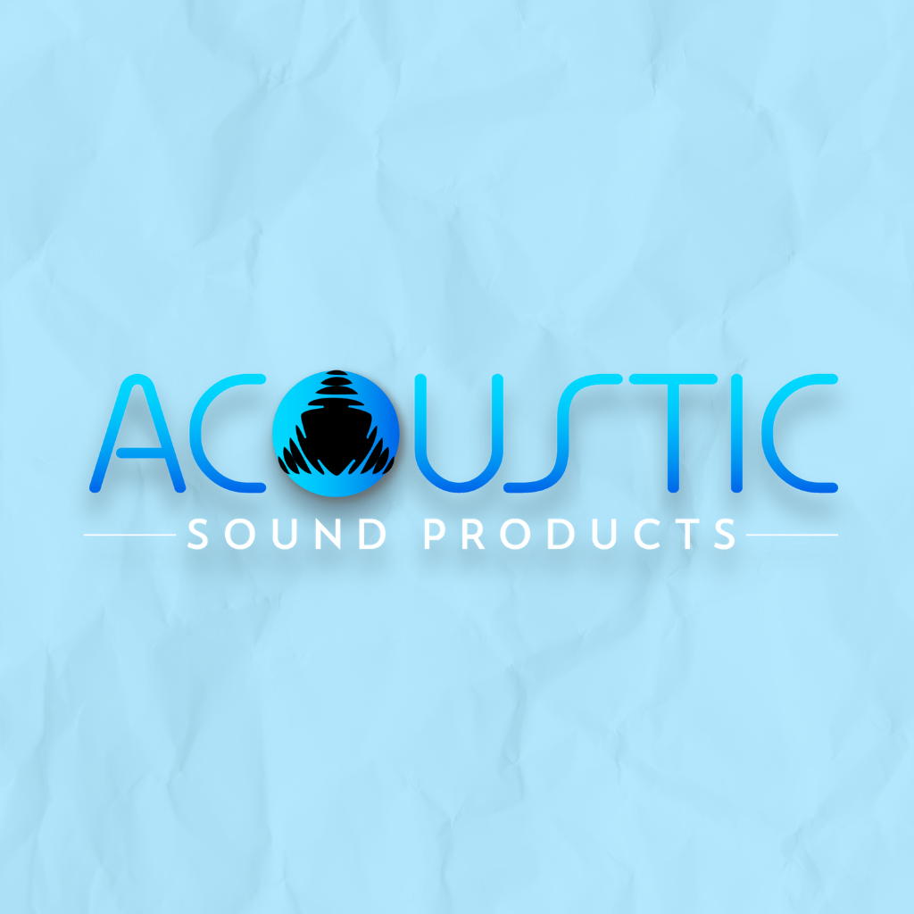Acoustic Sound Products logo on blue textured background